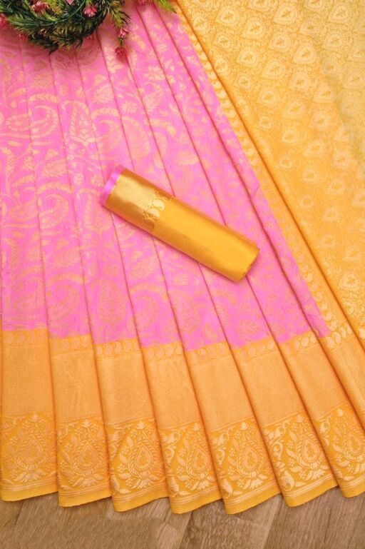 Musterd Pink By Aab Art Silk Wedding Wear Saree Wholesale In India